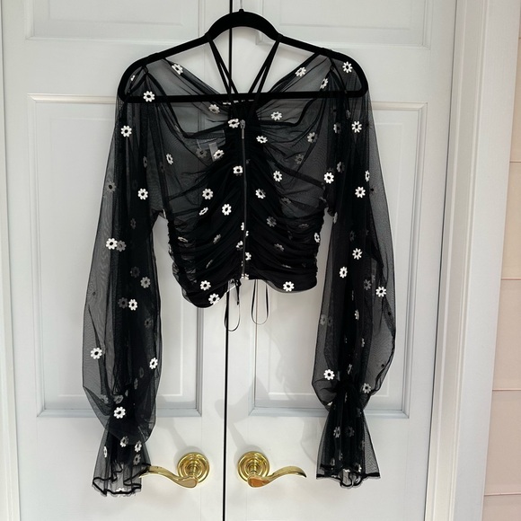 Alice McCall “The One” Black and Floral Rucched Top - Picture 11 of 16